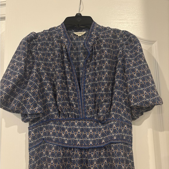 Max Studio Blue and White Ruffled Wrap Sundress - Picture 5 of 5